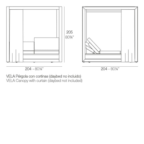 Canopy Sail with Curtains + Daybed